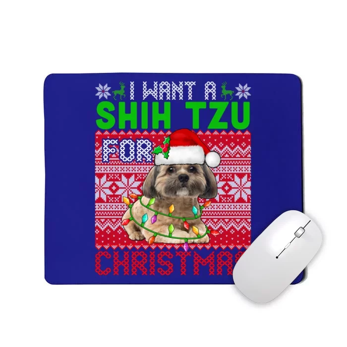 I Want A Shih Tzu For Christmas Santa Dog Lover Owner Gift Mousepad