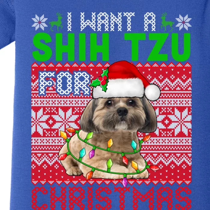 I Want A Shih Tzu For Christmas Santa Dog Lover Owner Gift Baby Bodysuit