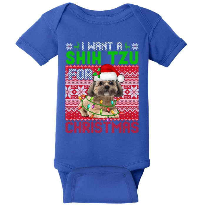 I Want A Shih Tzu For Christmas Santa Dog Lover Owner Gift Baby Bodysuit