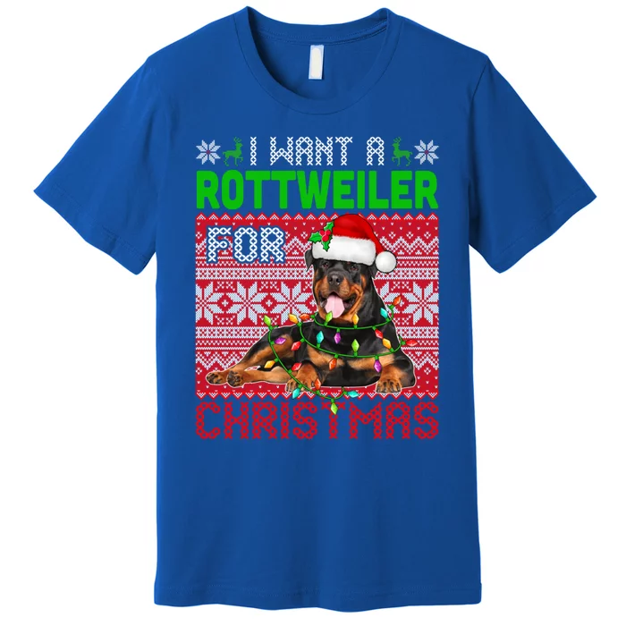 I Want A Rottweiler For Christmas Santa Dog Lover Owner Gift Premium T-Shirt