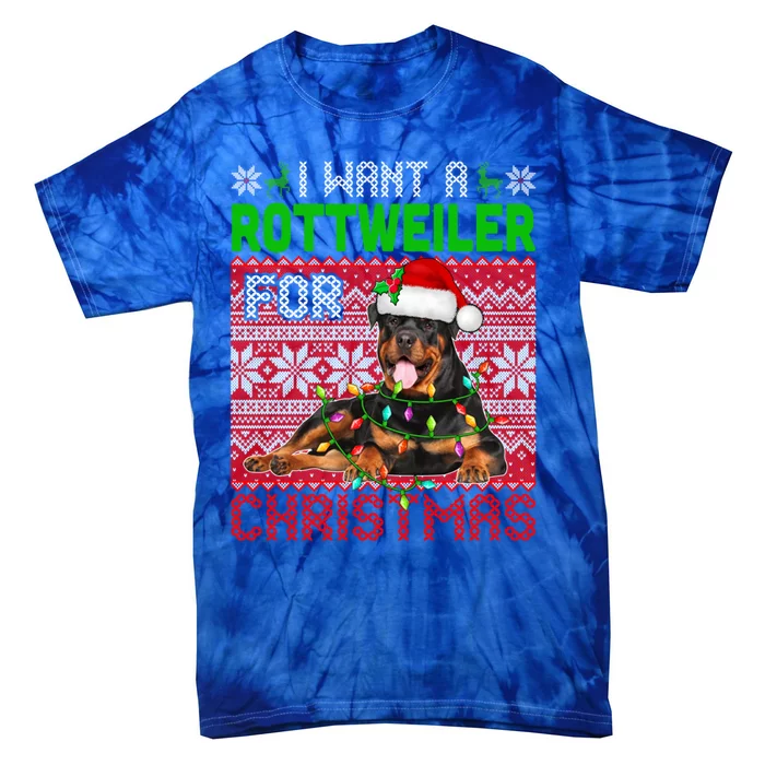 I Want A Rottweiler For Christmas Santa Dog Lover Owner Gift Tie-Dye T-Shirt