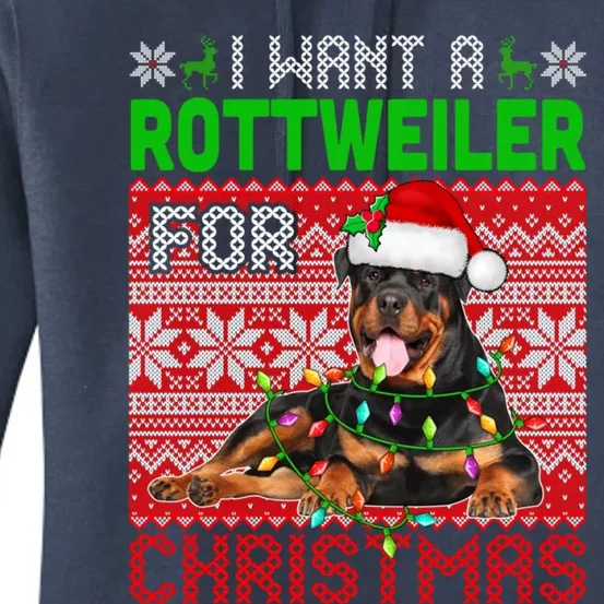 I Want A Rottweiler For Christmas Santa Dog Lover Owner Gift Women's Pullover Hoodie