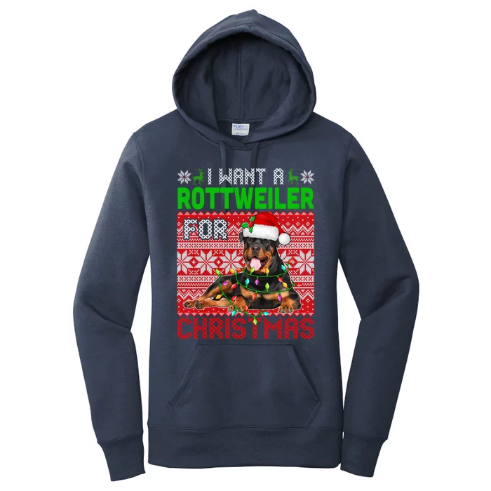 I Want A Rottweiler For Christmas Santa Dog Lover Owner Gift Women's Pullover Hoodie