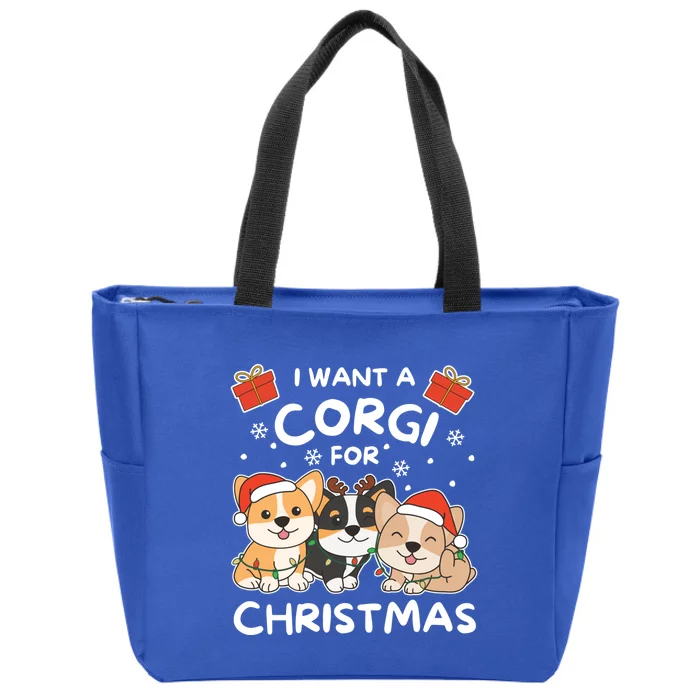 I Want A Corgi For Christmas Cute Dogs Cute Gift Zip Tote Bag