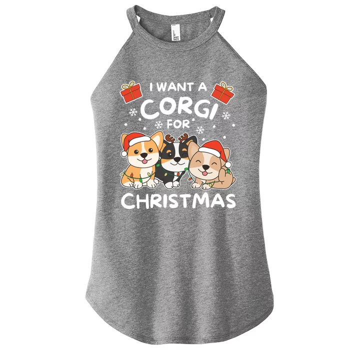 I Want A Corgi For Christmas Cute Dogs Cute Gift Women’s Perfect Tri Rocker Tank