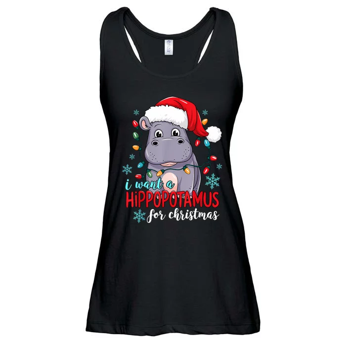 I Want A Hippopotamus For Christmas Cute Christmas Costume Ladies Essential Flowy Tank