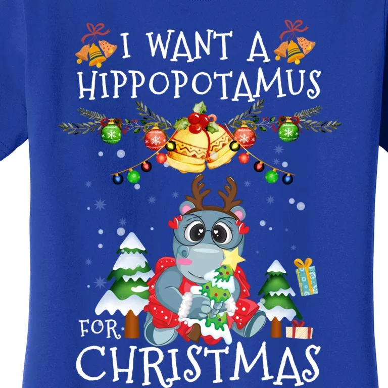 I Want A Hippopotamus For Christmas Cool Gift Xmas Hippo Pajamas Gift Women's T-Shirt