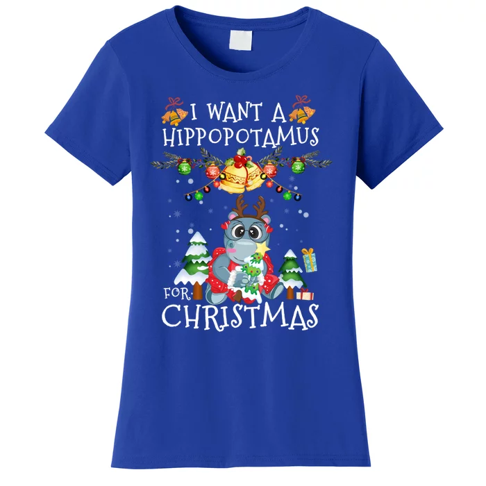 I Want A Hippopotamus For Christmas Cool Gift Xmas Hippo Pajamas Gift Women's T-Shirt