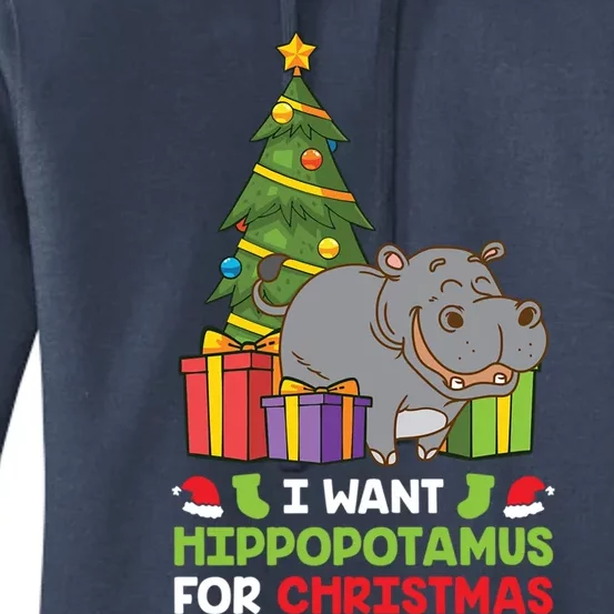 I Want A Hippopotamus For Christmas Xmas Hippo Funny Gift Women's Pullover Hoodie