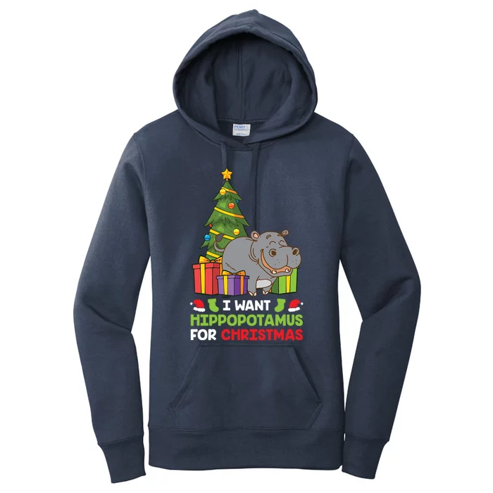 I Want A Hippopotamus For Christmas Xmas Hippo Funny Gift Women's Pullover Hoodie