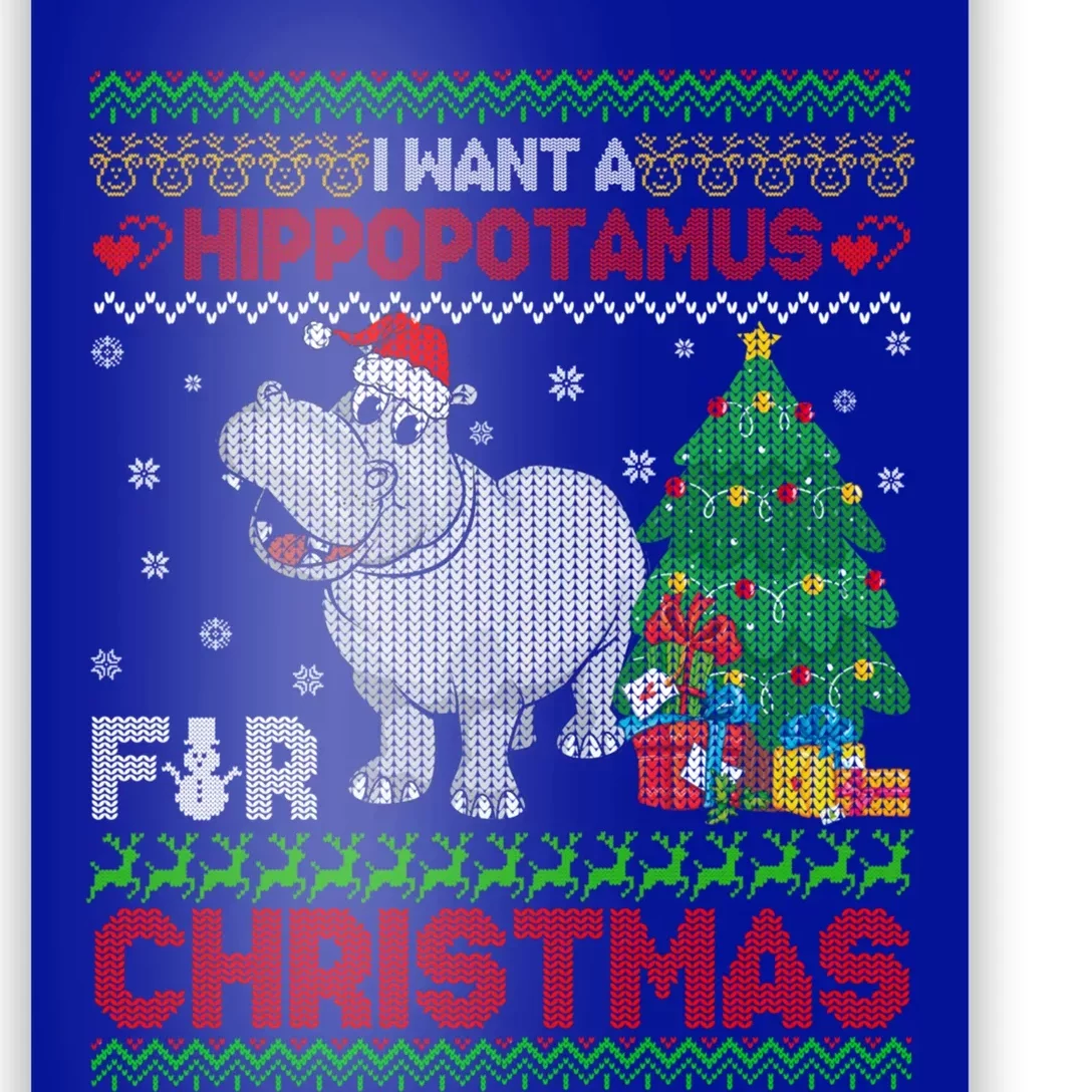 I Want A Hippopotamus For Christmas Hippo Pajamas Ugly Gift Poster