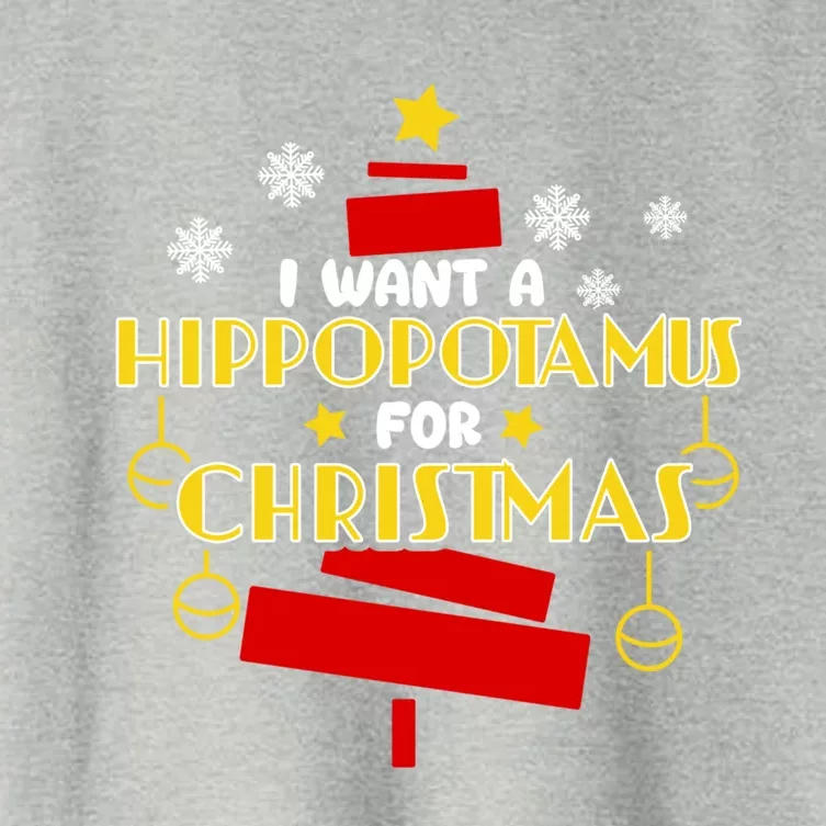 I Want A Hippopotamus For Christmas Xmas Hippo Gift Women's Crop Top Tee