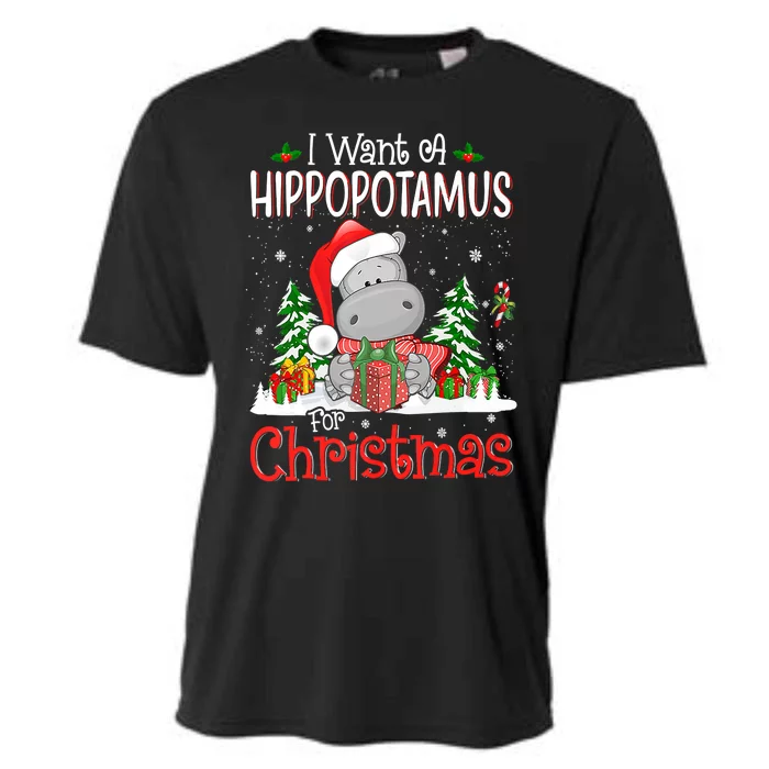 I Want A Hippopotamus For Christmas Xmas Hippo Cooling Performance Crew T-Shirt