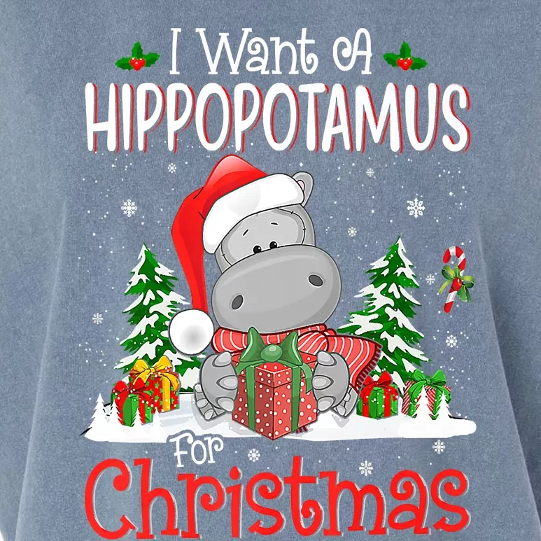 I Want A Hippopotamus For Christmas Xmas Hippo Garment-Dyed Women's Muscle Tee