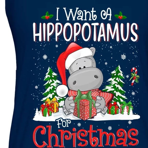 I Want A Hippopotamus For Christmas Xmas Hippo Ladies Essential Flowy Tank