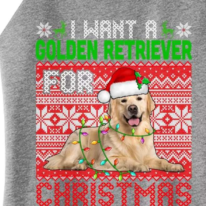 I Want A Golden Retriever For Christmas Santa Dog Lover Gift Women’s Perfect Tri Rocker Tank