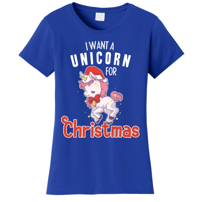 I Want A Unicorn Christmas Santa Lover Horse Gift Women's T-Shirt