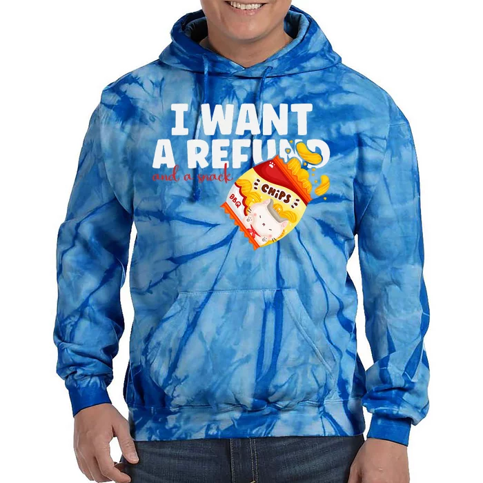 I Want A Refund And A Snack Funny Chips Quirky Food Lovers Tie Dye Hoodie