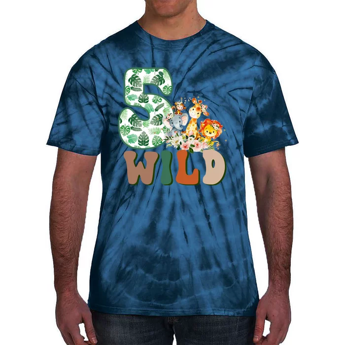 Im Wild And 5 Birthday Safari Jungle Zoo 5th Bday Fifth Gift Tie-Dye T-Shirt