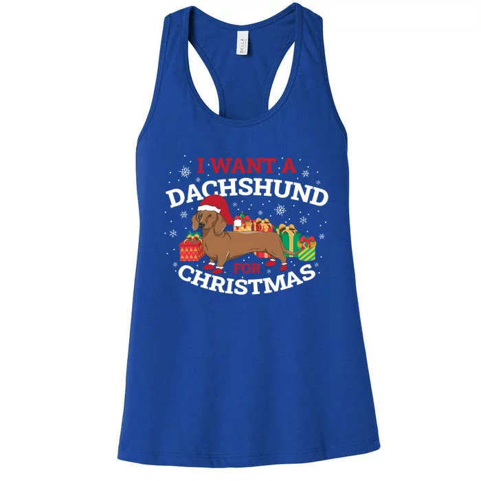 I Want A Dachshund For Christmas Cute Gift Women's Racerback Tank