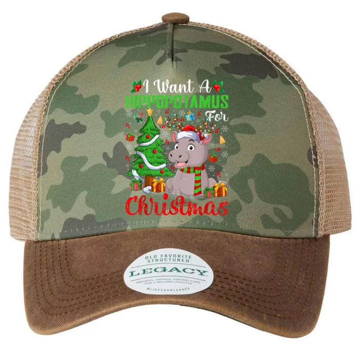 I Want A Hippopotamus For Christmas Tree Santa Hippo Xmas Great Gift Legacy Tie Dye Trucker Hat