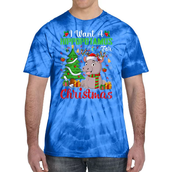 I Want A Hippopotamus For Christmas Tree Santa Hippo Xmas Great Gift Tie-Dye T-Shirt