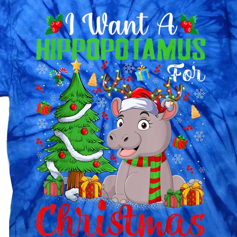 I Want A Hippopotamus For Christmas Tree Santa Hippo Xmas Great Gift Tie-Dye T-Shirt