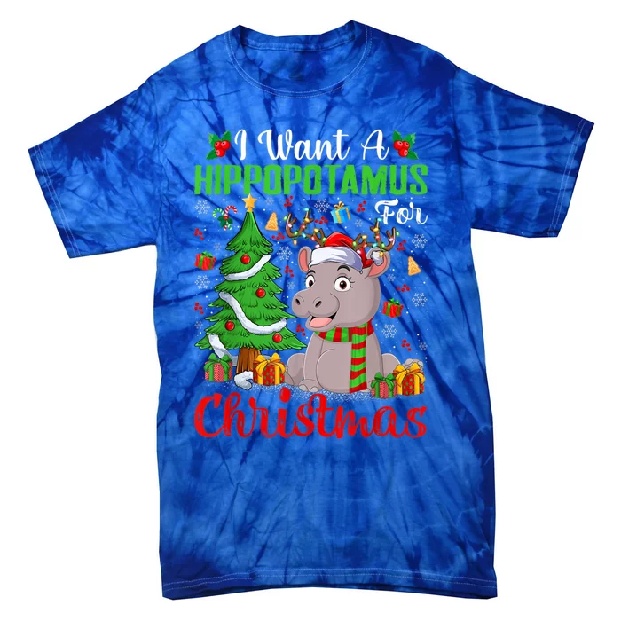 I Want A Hippopotamus For Christmas Tree Santa Hippo Xmas Great Gift Tie-Dye T-Shirt