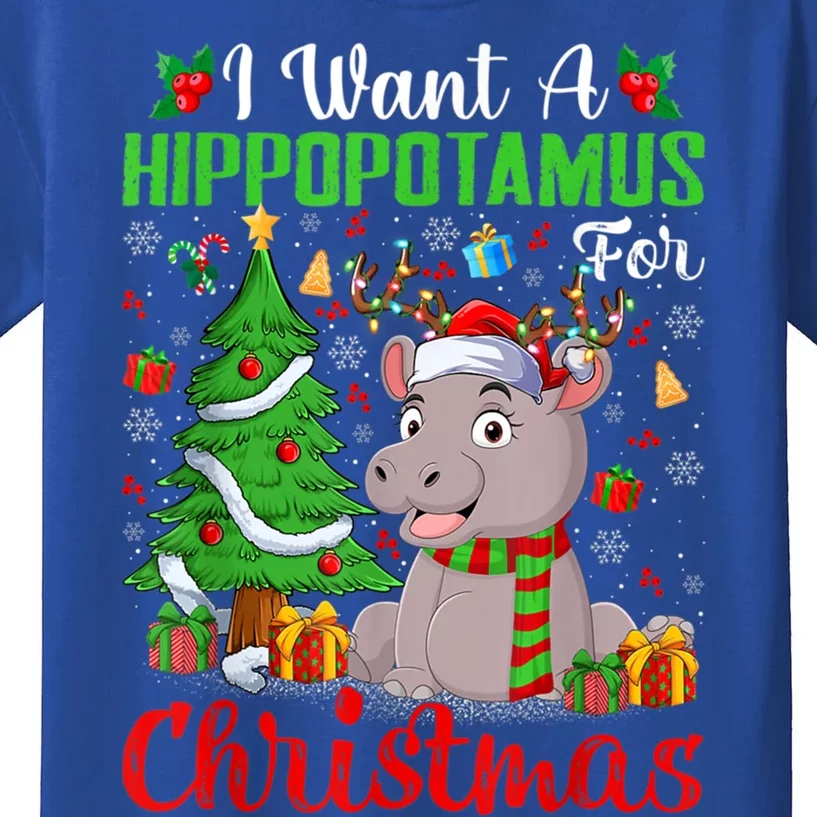 I Want A Hippopotamus For Christmas Tree Santa Hippo Xmas Great Gift Kids T-Shirt