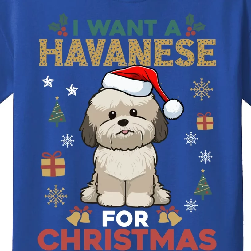 I Want A Havanese For Christmas Cute Dog Lover Family Pajama Gift Kids T-Shirt