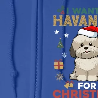 I Want A Havanese For Christmas Cute Dog Lover Family Pajama Gift Full Zip Hoodie