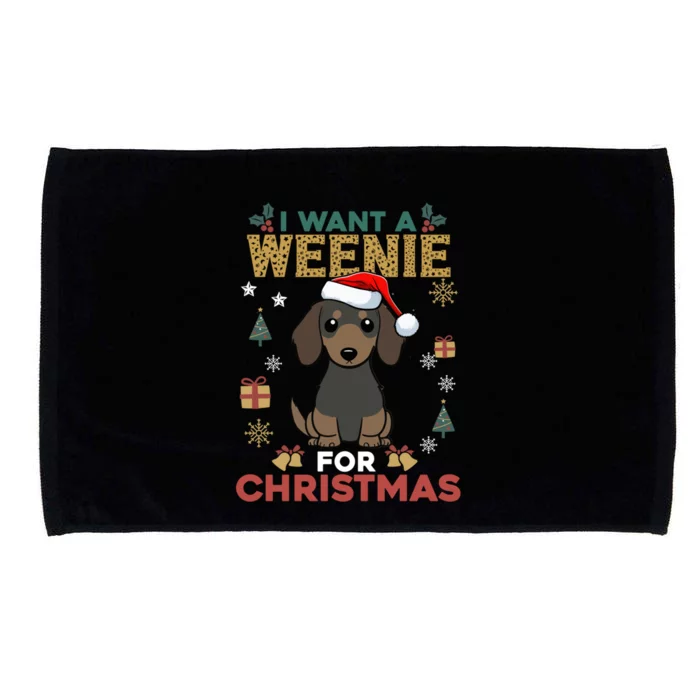 I Want A Weenie For Christmas Dachshund Dog Lovers Pajama Gift Microfiber Hand Towel