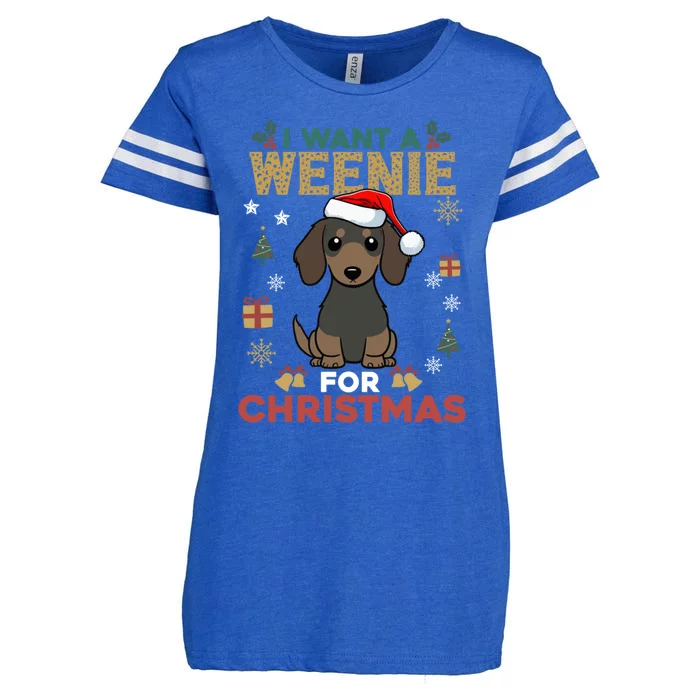 I Want A Weenie For Christmas Dachshund Dog Lovers Pajama Gift Enza Ladies Jersey Football T-Shirt