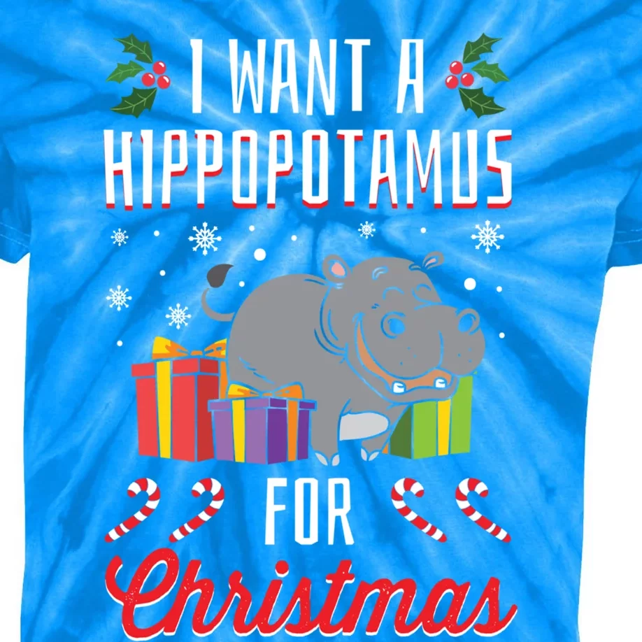 I Want A Hippopotamus For Christmas Xmas Hippo Gift Kids Tie-Dye T-Shirt