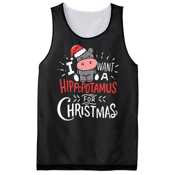 I Want A Hippopotamus For Christmas Funny Cute Mesh Reversible Basketball Jersey Tank