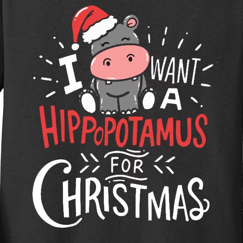 I Want A Hippopotamus For Christmas Funny Cute Kids Long Sleeve Shirt