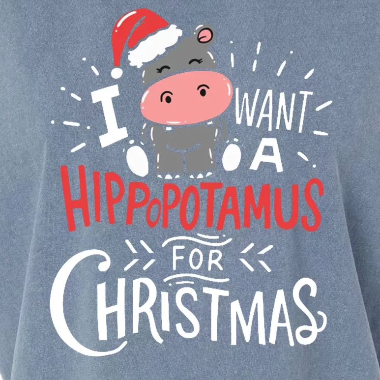 I Want A Hippopotamus For Christmas Funny Cute Garment-Dyed Women's Muscle Tee