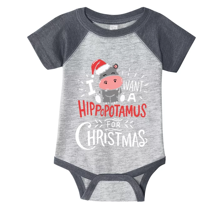 I Want A Hippopotamus For Christmas Funny Cute Infant Baby Jersey Bodysuit