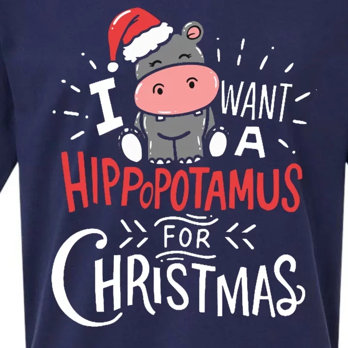 I Want A Hippopotamus For Christmas Funny Cute Sueded Cloud Jersey T-Shirt