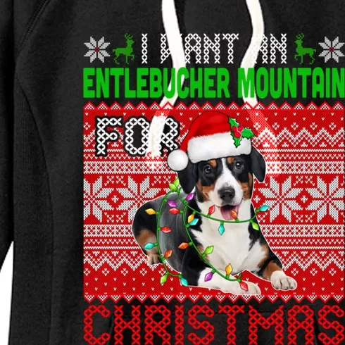 I Want An Entlebucher Mountain For Christmas Santa Dog Lover Cool Gift Women's Fleece Hoodie