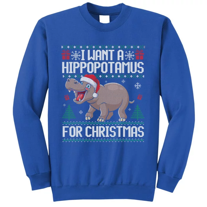 I Want A Hippopotamus For Christmas Ugly Xmas Sweater Hippo Gift Tall Sweatshirt