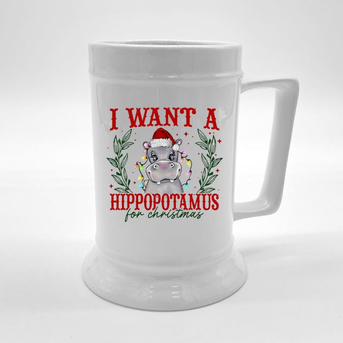 I Want A Hippopotamus For Christmas Xmas Hippo Lover Front & Back Beer Stein