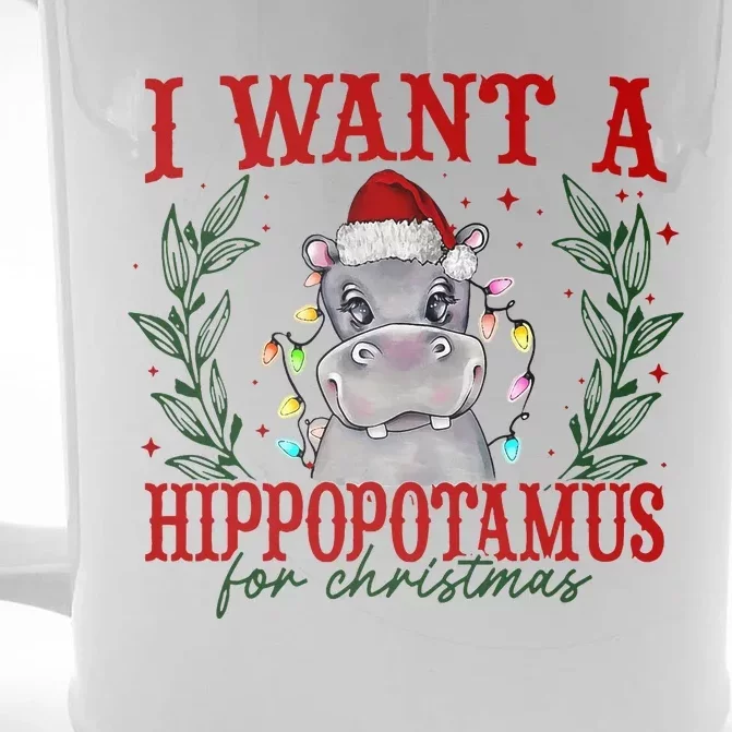 I Want A Hippopotamus For Christmas Xmas Hippo Lover Front & Back Beer Stein