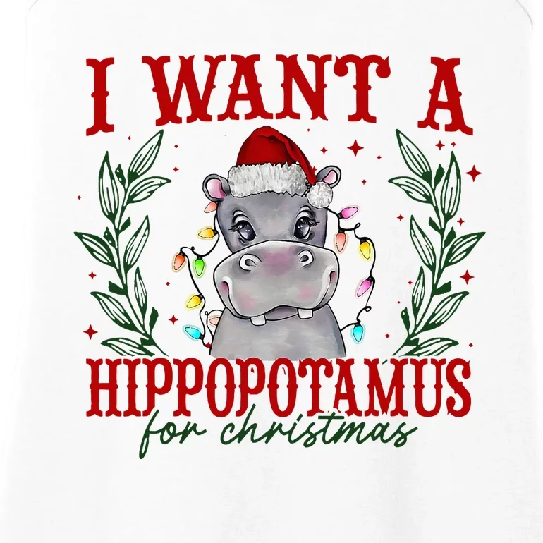 I Want A Hippopotamus For Christmas Xmas Hippo Lover Ladies Essential Tank