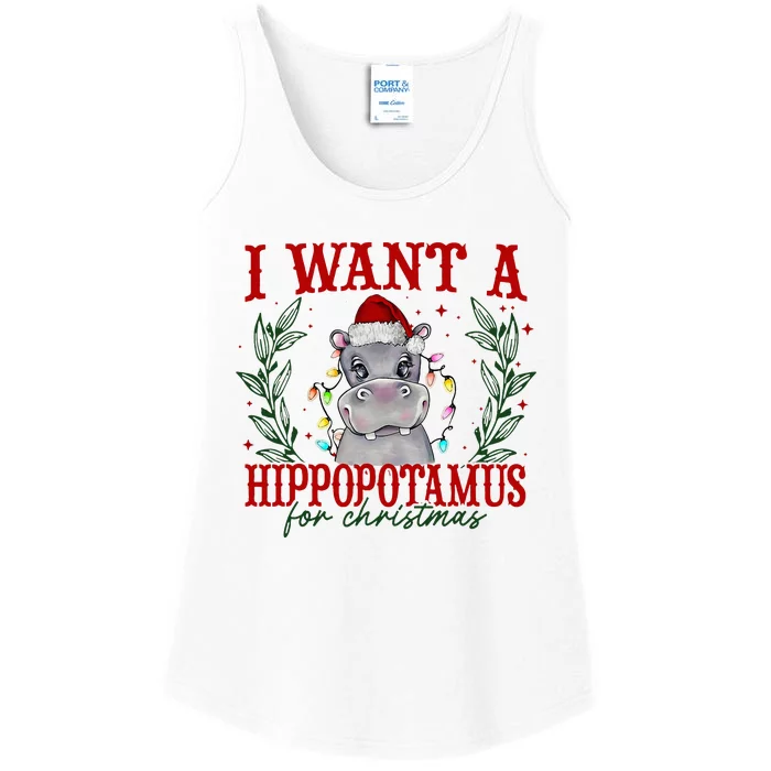 I Want A Hippopotamus For Christmas Xmas Hippo Lover Ladies Essential Tank