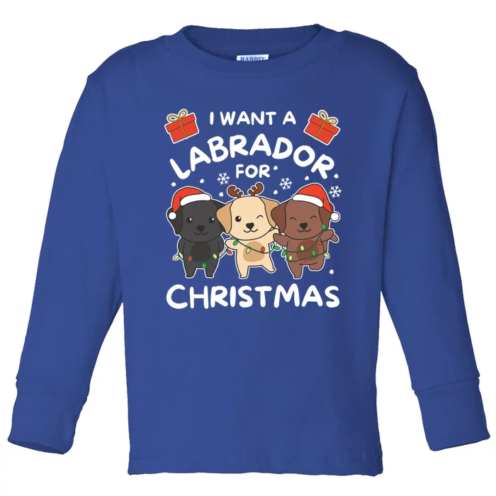 I Want A Labrador For Christmas Cute Dogs Gift Toddler Long Sleeve Shirt