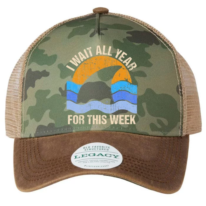 I Wait All Year For This Week Funny Shark Gift Legacy Tie Dye Trucker Hat