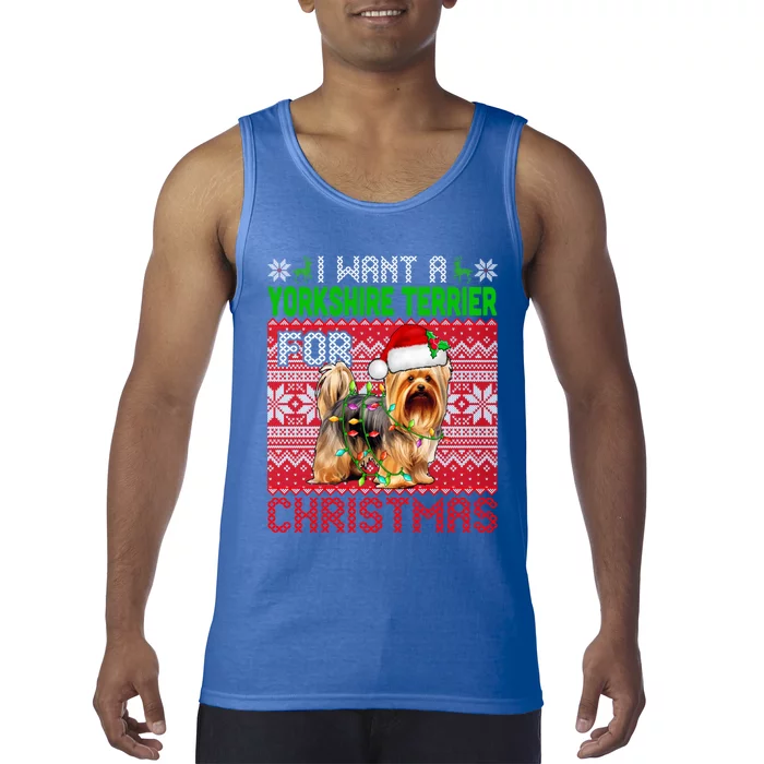 I Want A Yorkshire Terrier For Christmas Santa Dog Lover Gift Tank Top