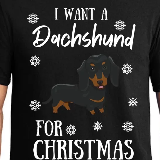 I Want A Dachshund For Christmas Weenie Dog Gift Pajama Set