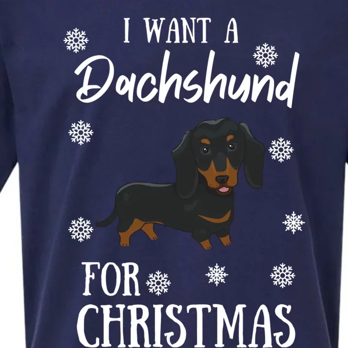 I Want A Dachshund For Christmas Weenie Dog Gift Sueded Cloud Jersey T-Shirt